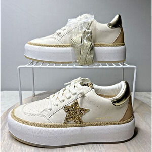 Vintage Havana Gadol Star Platform Sneakers White Gold Glitter Women’s 7.5